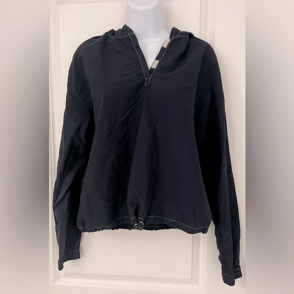 Luxury Blanc noir navy pullover hoodie jacket sleek chic y2k coastal core - Picture 2 of 4